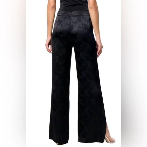 $395 NWT THEORY Size 4 HIGH RISE WIDE SLIT JACQUARD VISCOSE PANTS DEEP NAVY - Picture 3 of 16